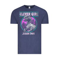Vintage Denim distressed teal raptor clever girl t shirt Vintage Tee - artisFamous
