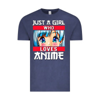 Vintage Denim just a girl who loves anime japanese cute Vintage Tee - artisFamous