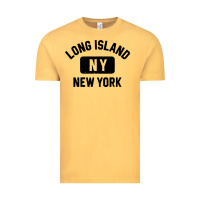 Vintage Mustard long island ny gym style distressed amber print Vintage Tee - artisFamous