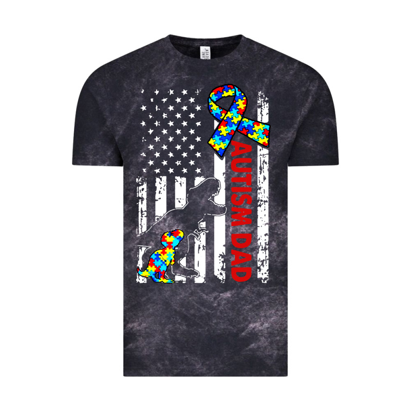Mens Distressed Dinosaur Autism Dad Usa Flag Vintage Tee by artisFamous | Teevron