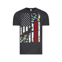 Vintage Black mens distressed dinosaur autism dad usa flag Vintage Tee - artisFamous