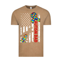 Vintage Coffee mens distressed dinosaur autism dad usa flag Vintage Tee - artisFamous