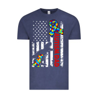 Vintage Denim mens distressed dinosaur autism dad usa flag Vintage Tee - artisFamous