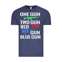 Vintage Denim one gun two gun red gun blue gun Vintage Tee - artisFamous