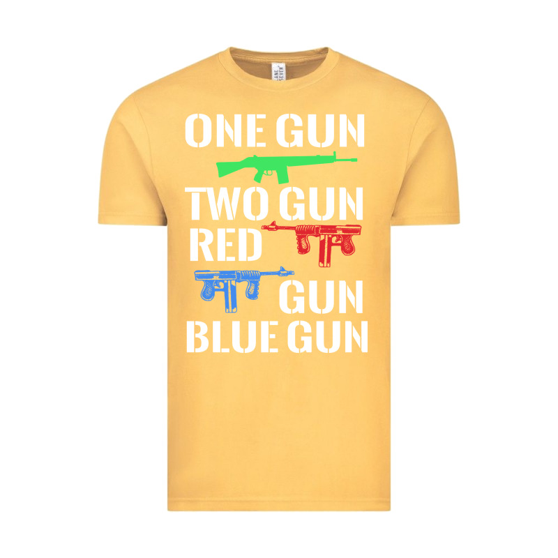 One Gun Two Gun Red Gun Blue Gun Vintage Tee by artisFamous | Teevron