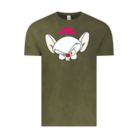 Vintage Olive pinky and the brain big face Vintage Tee - artisFamous