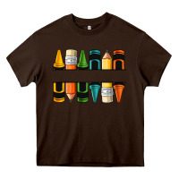 Chocolate Brown custom crayons with pencil Heavy Core Tee - NancyCooperArtShop