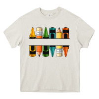 Cream custom crayons with pencil Heavy Core Tee - NancyCooperArtShop