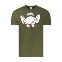 Vintage Olive pinky and the brain big face Vintage Tee - artisFamous