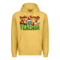 Antique Gold Santa's Favorite Teacher Premium Hoodie - FaDigitalArtStudio