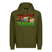Army Green Santa's Favorite Teacher Premium Hoodie - FaDigitalArtStudio