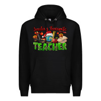 Black Santa's Favorite Teacher Premium Hoodie - FaDigitalArtStudio