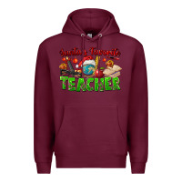 Burgundy Santa's Favorite Teacher Premium Hoodie - FaDigitalArtStudio
