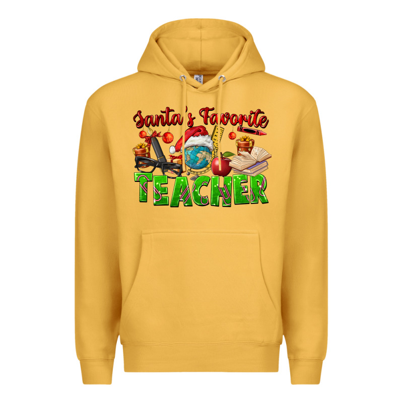 Santa's Favorite Teacher Premium Hoodie by FaDigitalArtStudio | Teevron
