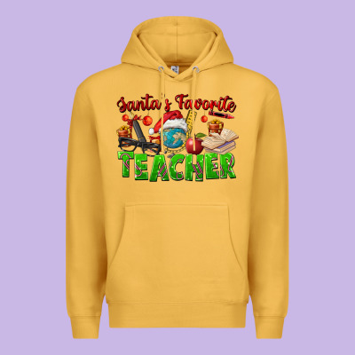 Santa's Favorite Teacher Premium Hoodie Designed By Fadigitalartstudio