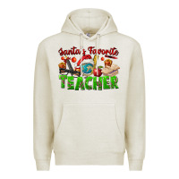Oatmeal Heather Santa's Favorite Teacher Premium Hoodie - FaDigitalArtStudio