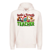Pale Pink Santa's Favorite Teacher Premium Hoodie - FaDigitalArtStudio