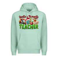 Seafoam Santa's Favorite Teacher Premium Hoodie - FaDigitalArtStudio
