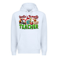 White Santa's Favorite Teacher Premium Hoodie - FaDigitalArtStudio