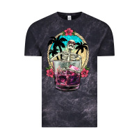 Cloud Black summer skeleton cocktail Vintage Tee - NancyCooperArtShop