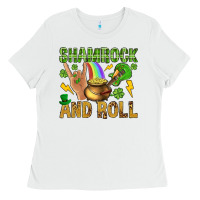 White Shamrock and roll Ladies Tee - BundleAndBundleShop