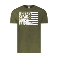 Vintage Olive whiskey steak guns freedom Vintage Tee - artisFamous