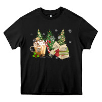 Black christmas coffee and book Heavy Core Tee - MaliasSmallBusiness