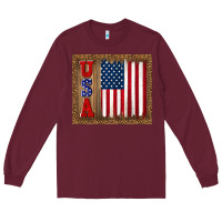 Burgundy america usa flag tumbler Long Sleeve Tee - TumblerDesignByShophia