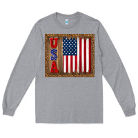 Heather Grey america usa flag tumbler Long Sleeve Tee - TumblerDesignByShophia