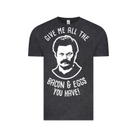 Vintage Black Ron tv show parks Swanson - Bacon & Eggs Vintage Tee - artisFamous