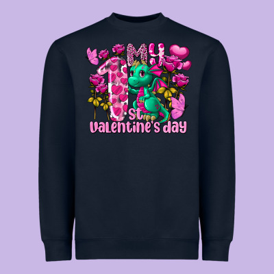 My First Valentine's Day Dragon Heavyweight Sweatshirt Designed By Fadigitalartstudio