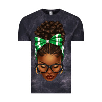 Cloud Black Afro Messy Bun Green and White Bow Vintage Tee - texasbilliewilder