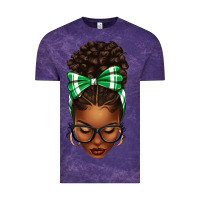 Cloud Purple Afro Messy Bun Green and White Bow Vintage Tee - texasbilliewilder
