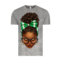 Cloud Rock Afro Messy Bun Green and White Bow Vintage Tee - texasbilliewilder