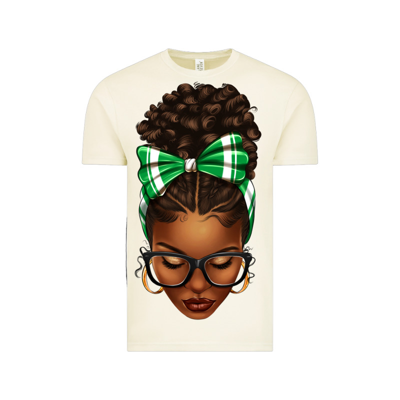Afro Messy Bun Green And White Bow Vintage Tee by texasbilliewilder | Teevron