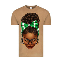 Vintage Camel Afro Messy Bun Green and White Bow Vintage Tee - texasbilliewilder