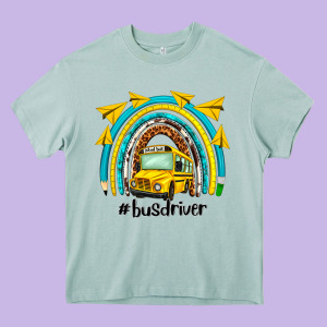 Bus Driver Rainbow Heavy Core Tee Designed By Nancycooperartshop