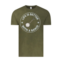 Vintage Olive Banjo Bluegrass Music Traditional Musician Funny Gift Vintage Tee - artisFamous