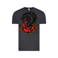 Vintage Black the king cobra snake and rose Vintage Tee - artisFamous
