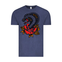 Vintage Denim the king cobra snake and rose Vintage Tee - artisFamous