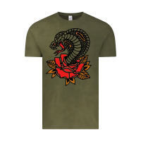 Vintage Olive the king cobra snake and rose Vintage Tee - artisFamous