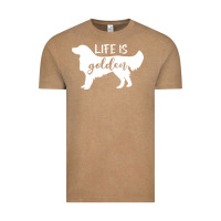 Vintage Coffee golden retriever - life is golden white Vintage Tee - artisFamous