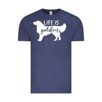 Vintage Denim golden retriever - life is golden white Vintage Tee - artisFamous