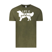 Vintage Olive golden retriever - life is golden white Vintage Tee - artisFamous