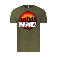 Vintage Olive Red Dead Redemption 2 Red Moon Cowboy Vintage Tee - artisFamous