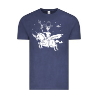 Vintage Denim alien riding unicorn  cool ufo cowboy Vintage Tee - artisFamous