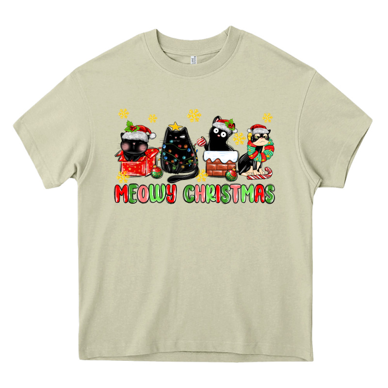 Meowy Christmas Cats Heavy Core Tee by MaliasSmallBusiness | Teevron