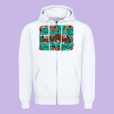 Cowhide Gemstone Leather Background Zipper Hoodie Designed By Fadigitalartstudio