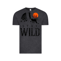 Vintage Black stay wild illustration with mountain Vintage Tee - artisFamous