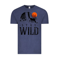 Vintage Denim stay wild illustration with mountain Vintage Tee - artisFamous